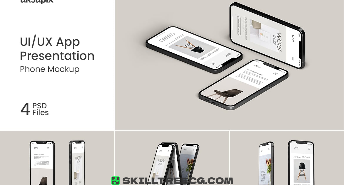 UI/UX App Presentation - Phone Mockup（378206）-技能树